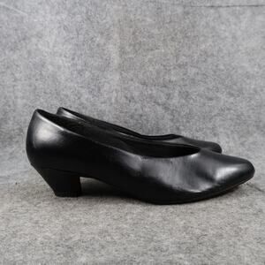 Soft Flexible Sole Shoes Womens 7 Wide Fit Classic Pumps Black Retro Kitten Heel